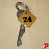 Klíčenka typ V, 32x32 mm, dural, zlatá