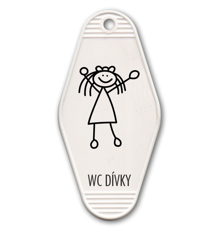 Plastová klíčenka s potiskem – WC dívky