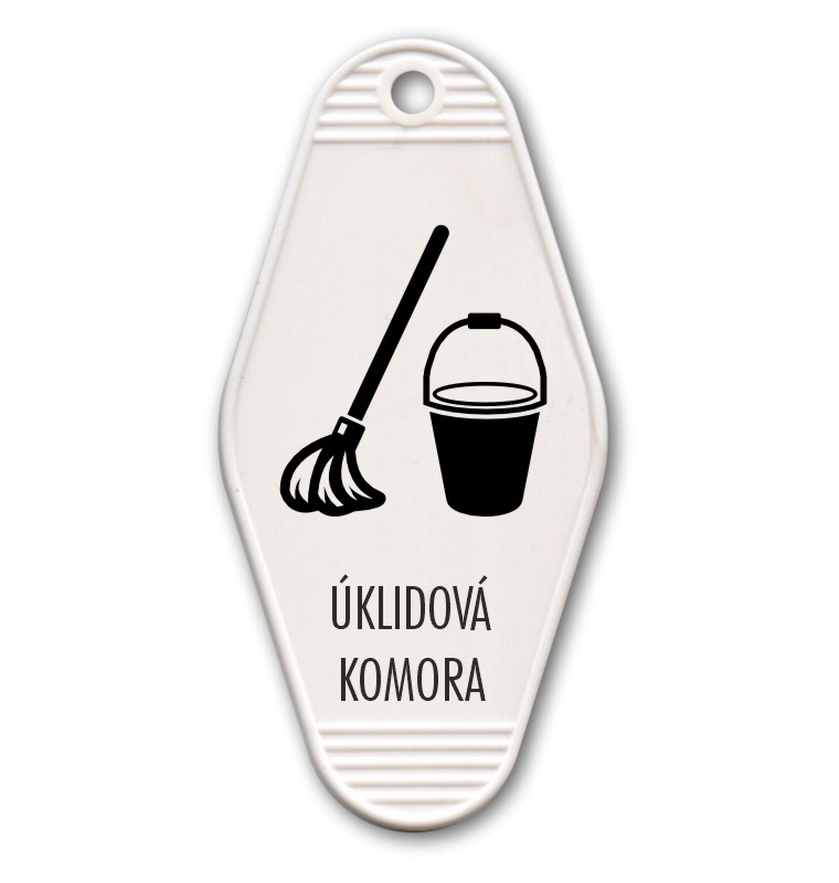 Plastová klíčenka s potiskem – Úklidová komora