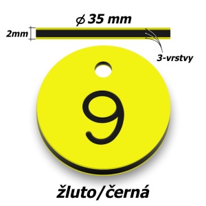 Plastová klíčenka, typ C, průměr 35 mm, žlutá