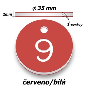 Plastová klíčenka, typ C, průměr 35 mm, červená