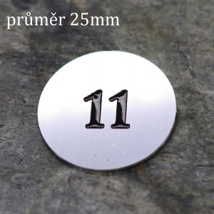 Náhradní kolečko s číslem, stříbrné, průměr 25mm