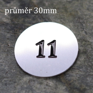 Náhradní kolečko s číslem, stříbrné, průměr 30mm