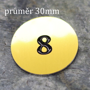 Náhradní kolečko s číslem, zlaté, průměr 30mm