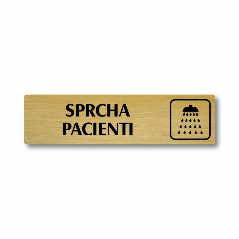 Sprcha pacienti, stříbrná cedulka, 180x45mm
