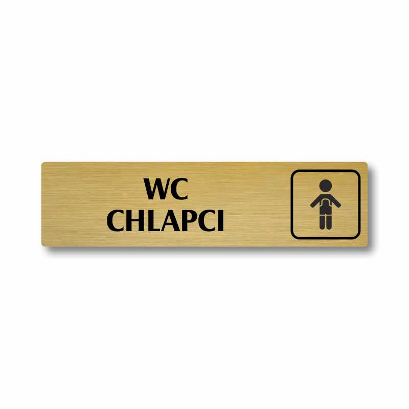 WC chlapci, stříbrná cedulka, 180x45mm