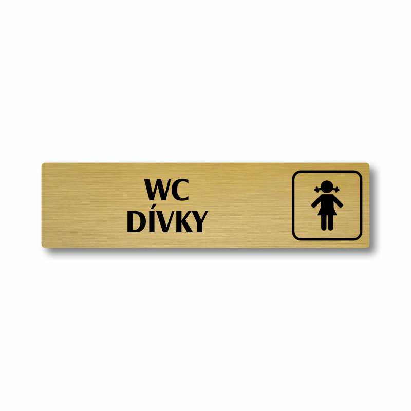 WC dívky, stříbrná cedulka, 180x45mm