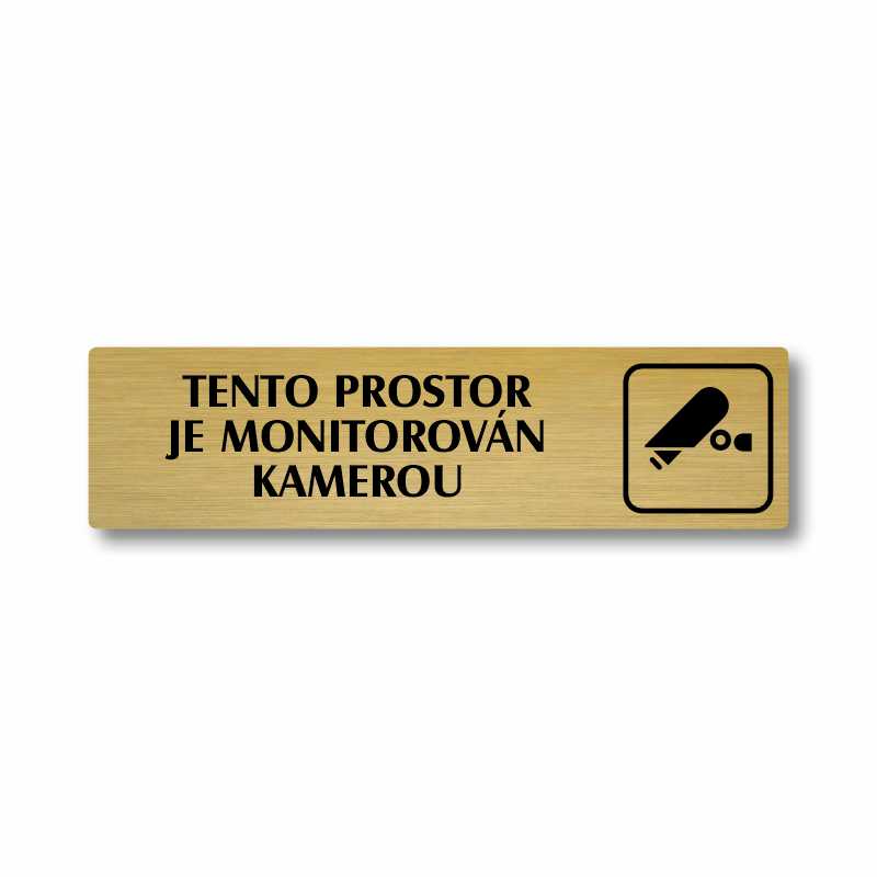 Prostor monitorován kamerou, stříbrná cedulka, 180x45mm