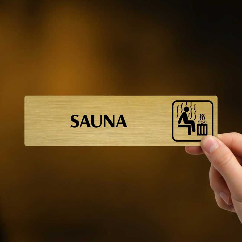 Sauna, stříbrná cedulka, 180x45mm
