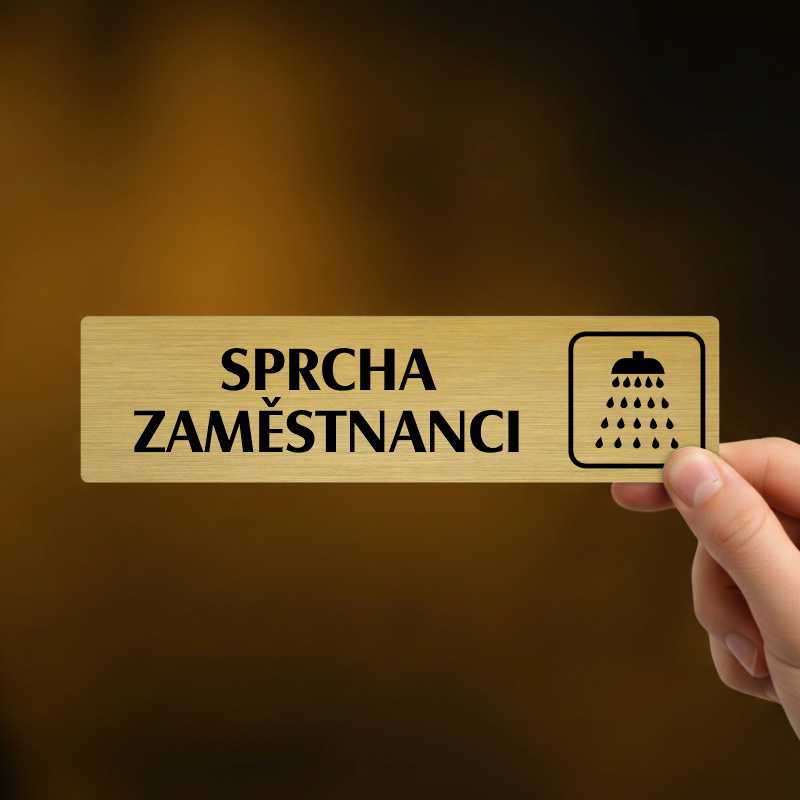 Sprcha zaměstnanci, stříbrná cedulka, 180x45mm