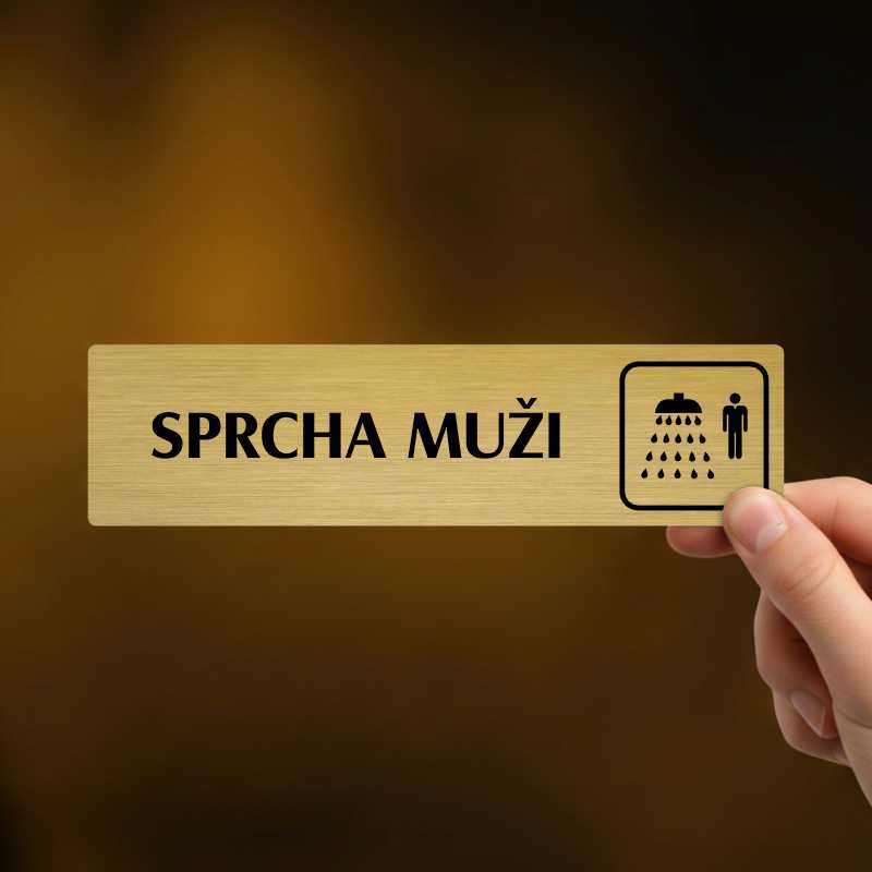 Sprcha muži, stříbrná cedulka, 180x45mm