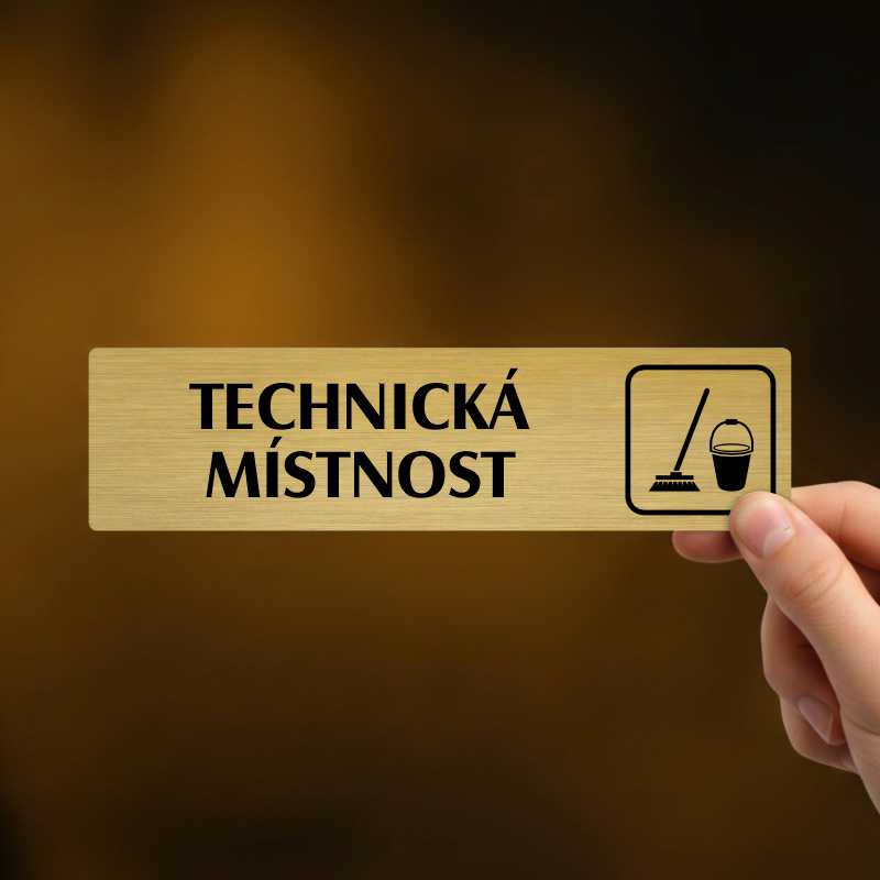 Technická místnost, stříbrná cedulka, 180x45mm