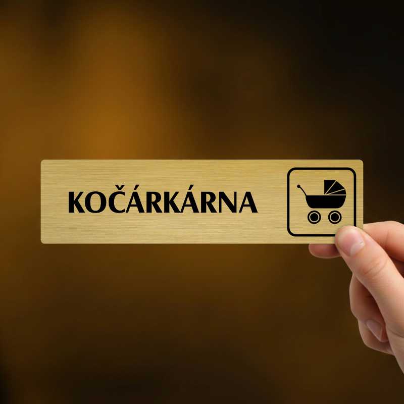 Kočárkárna, stříbrná cedulka, 180x45mm