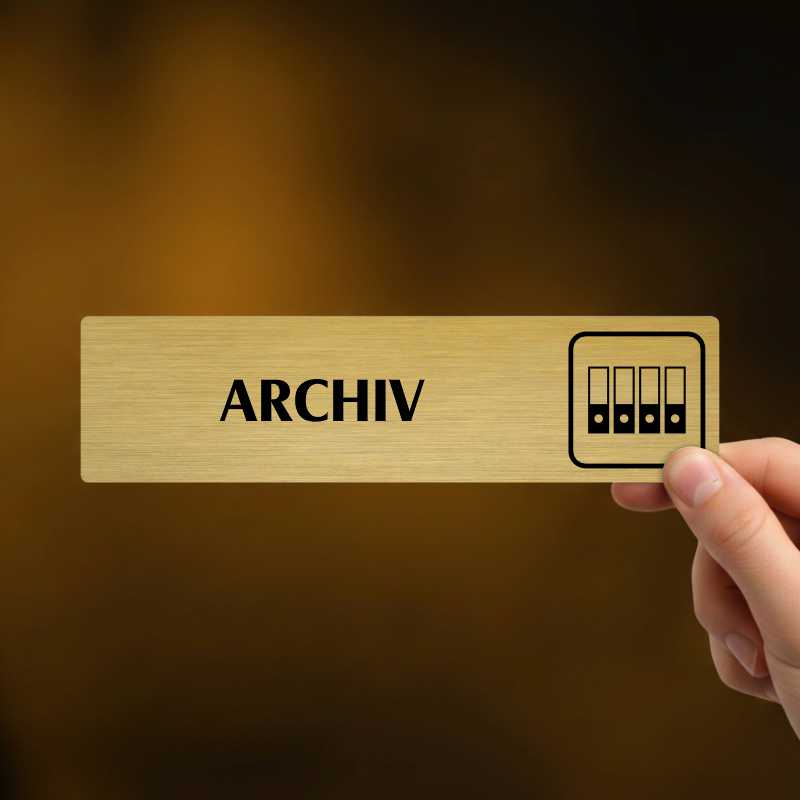 Archiv, stříbrná cedulka, 180x45mm