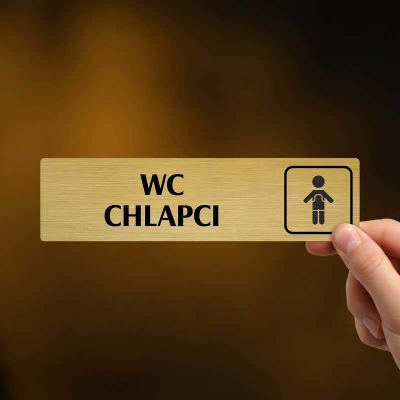 WC chlapci, stříbrná cedulka, 180x45mm