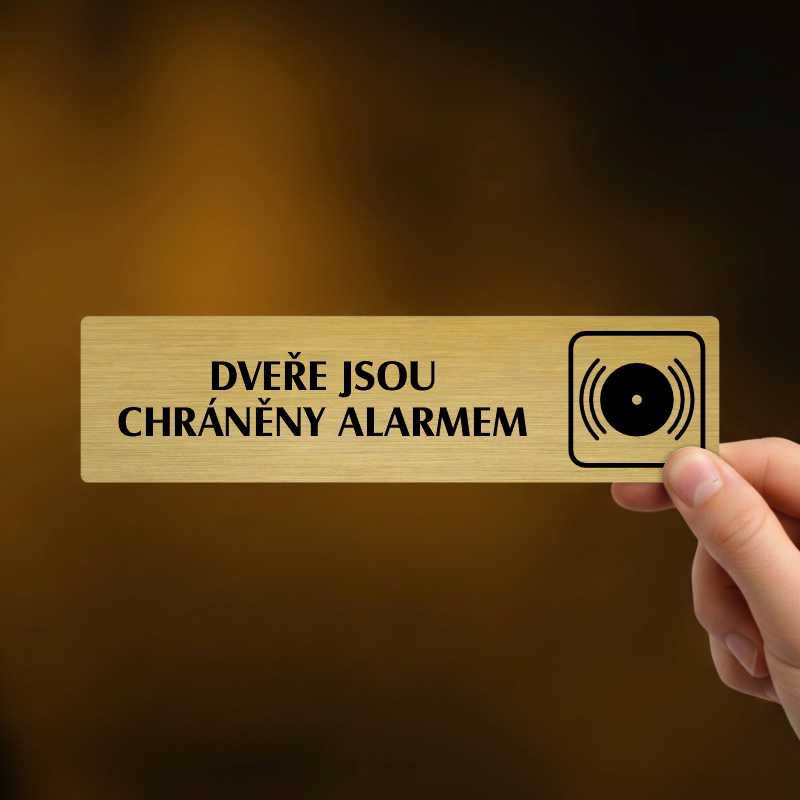 Alarm, stříbrná cedulka, 180x45mm