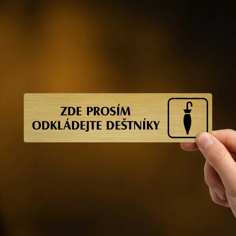 Deštníky, stříbrná cedulka, 180x45mm