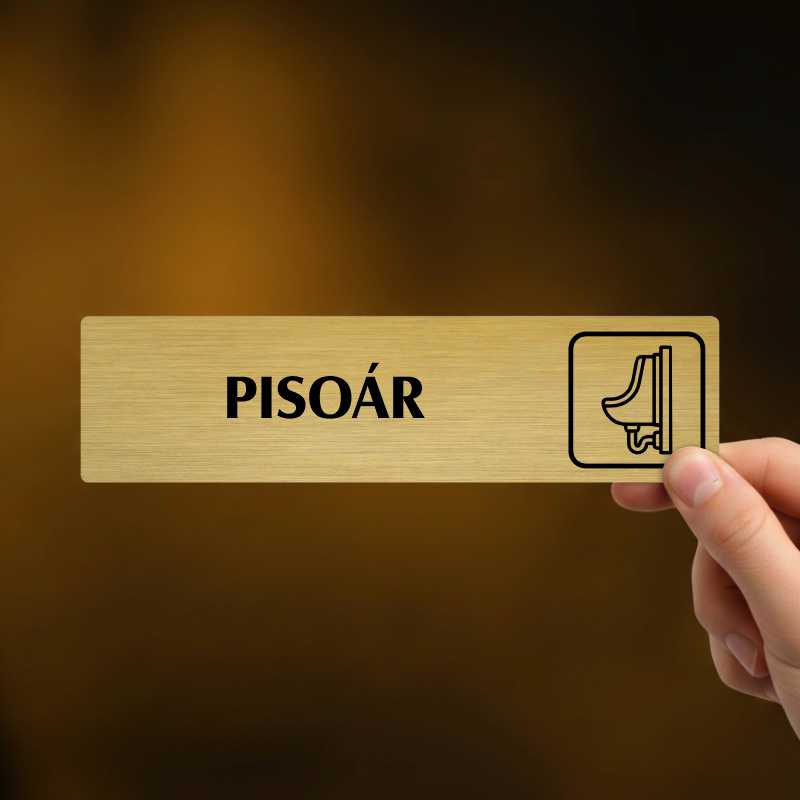 Pisoár, stříbrná cedulka, 180x45mm