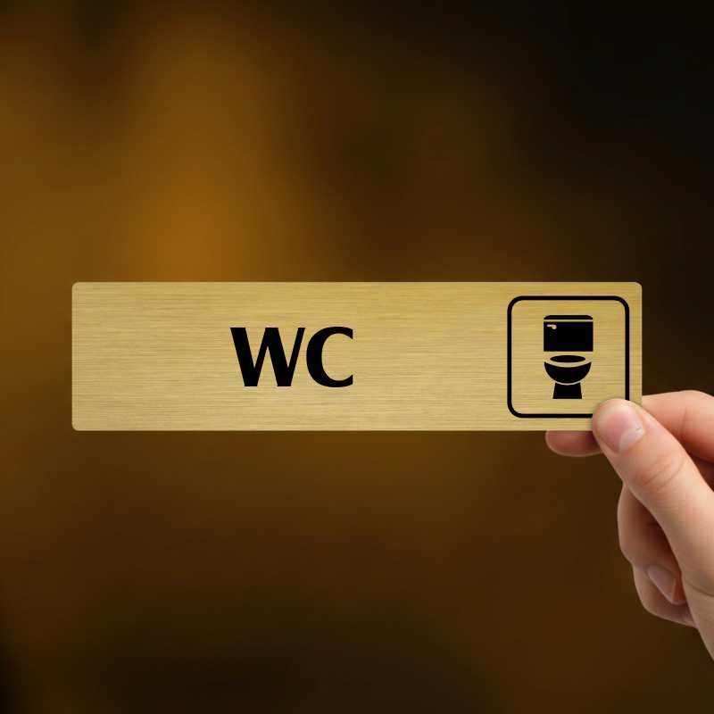 WC, stříbrná cedulka, 180x45mm