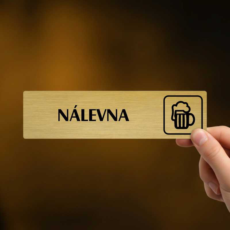 Nálevna, stříbrná cedulka, 180x45mm
