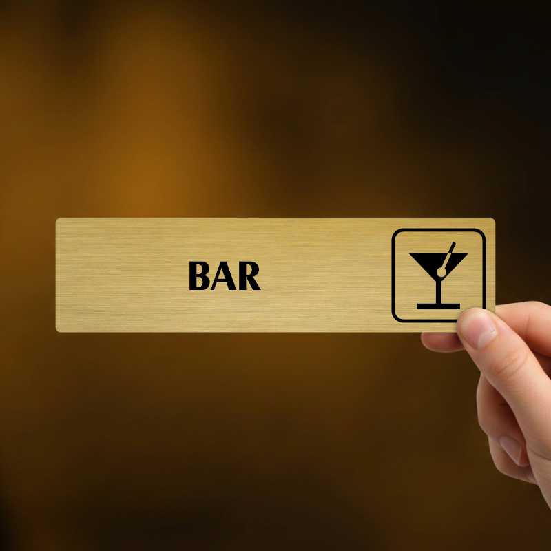 Bar, stříbrná cedulka, 180x45mm