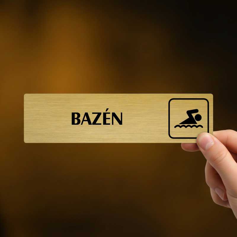 Bazén, stříbrná cedulka, 180x45mm