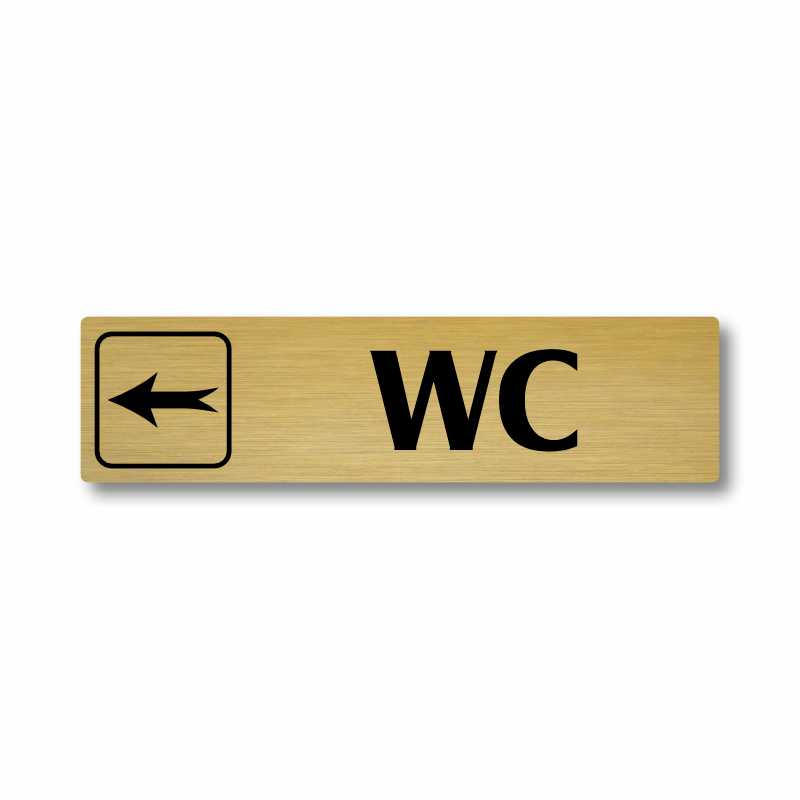 WC vlevo, stříbrná cedulka, 180x45mm