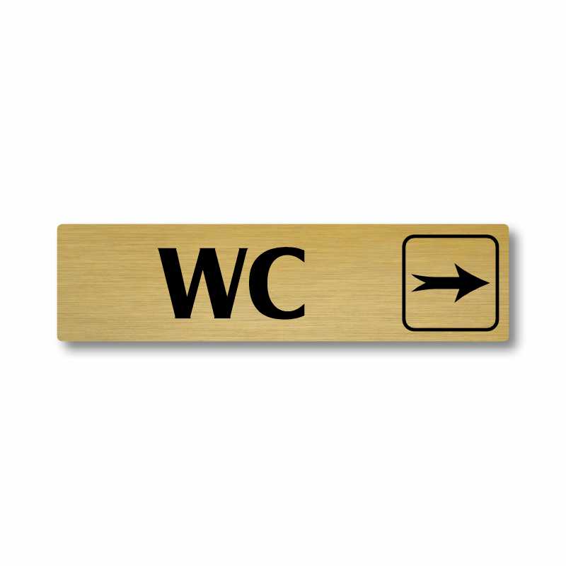 WC vpravo, stříbrná cedulka, 180x45mm