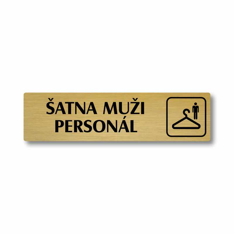 Šatna muži personál, stříbrná cedulka, 180x45mm