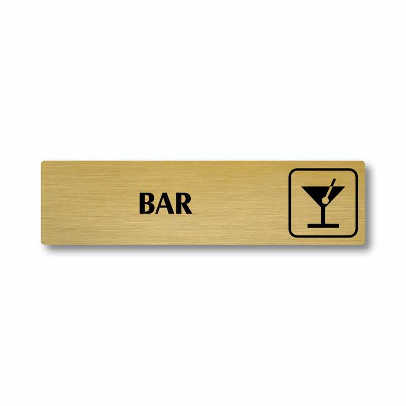 Bar, stříbrná cedulka, 180x45mm