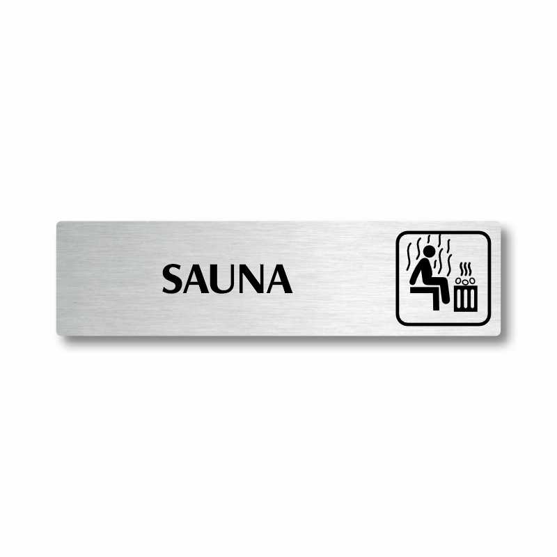 Sauna, stříbrná cedulka, 180x45mm