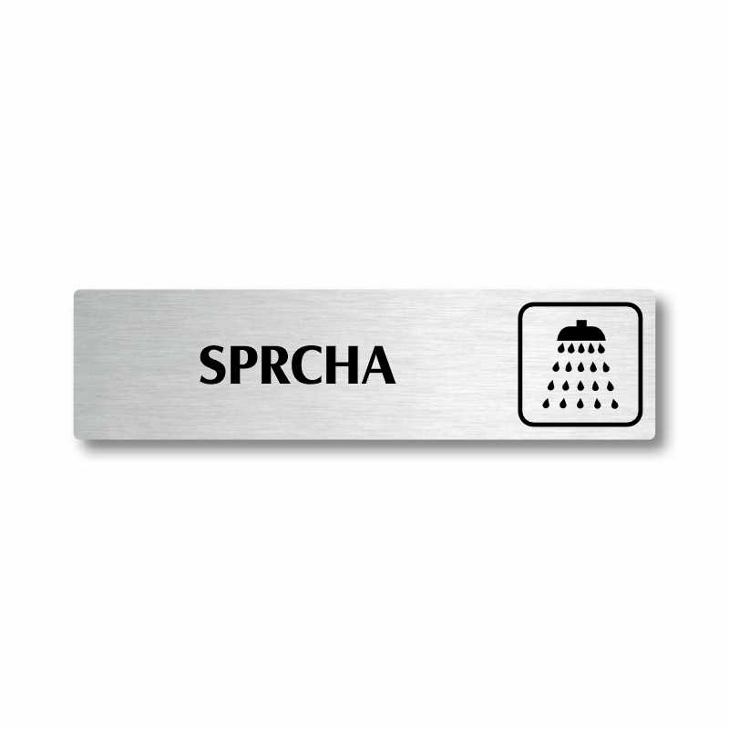 Sprcha, stříbrná cedulka, 180x45mm