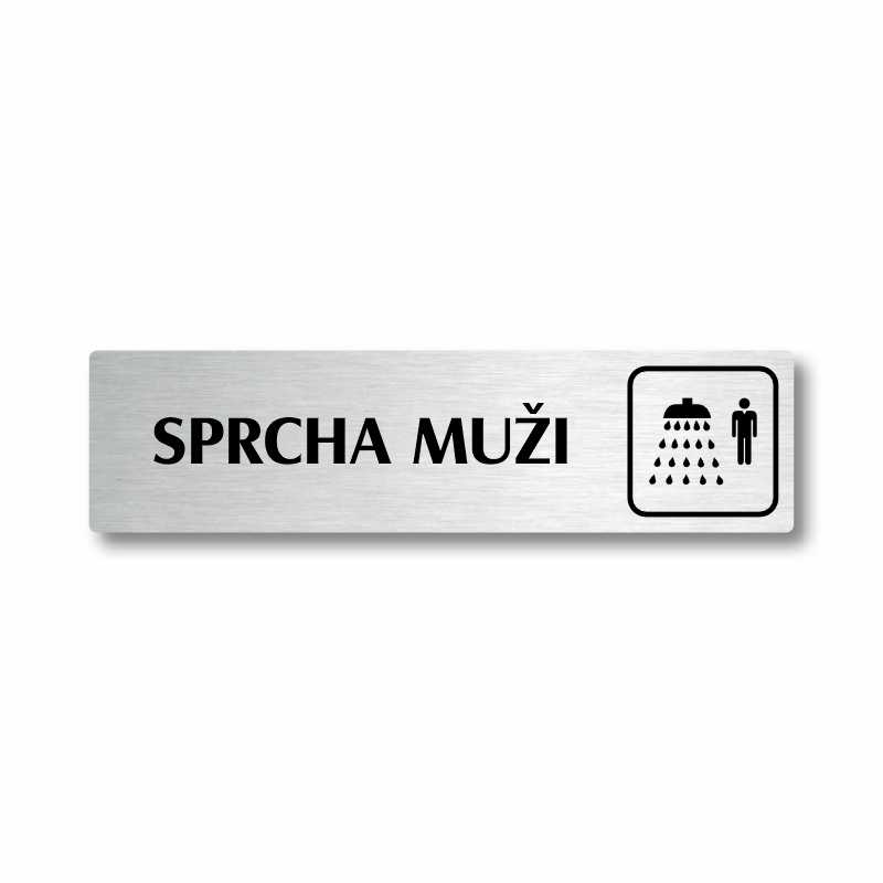 Sprcha muži, stříbrná cedulka, 180x45mm