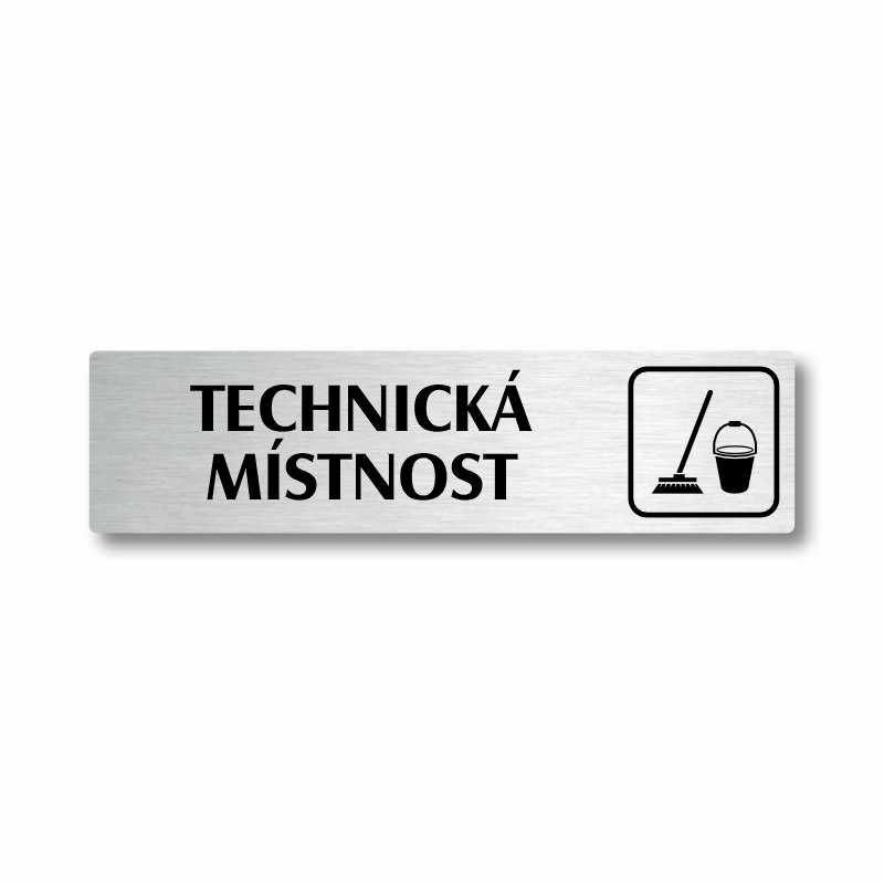 Technická místnost, stříbrná cedulka, 180x45mm