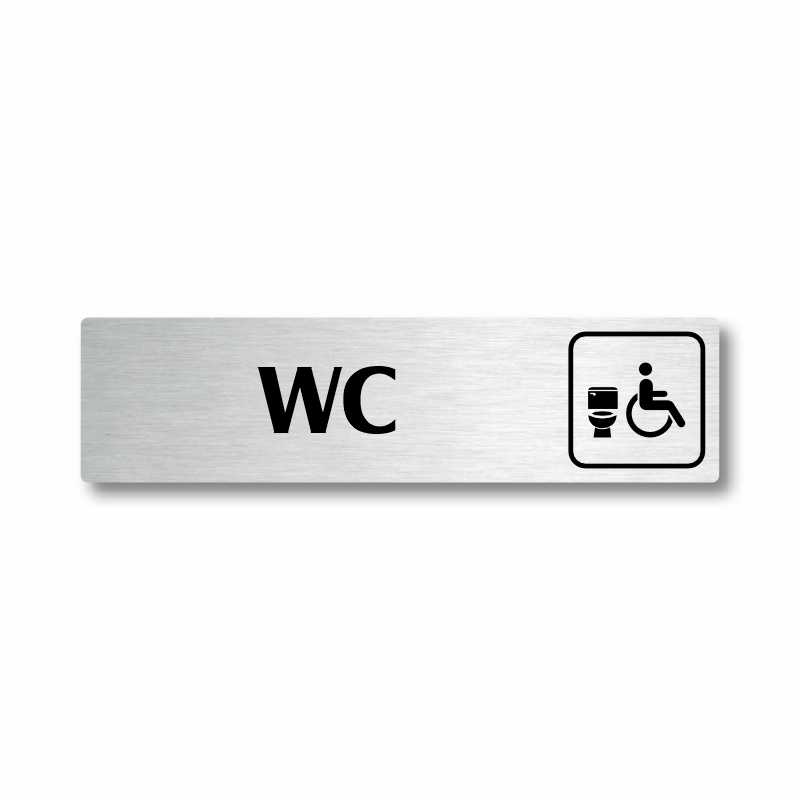 WC invalida uni, stříbrná cedulka, 180x45mm