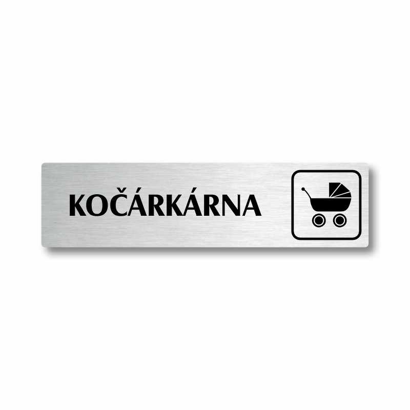 Kočárkárna, stříbrná cedulka, 180x45mm