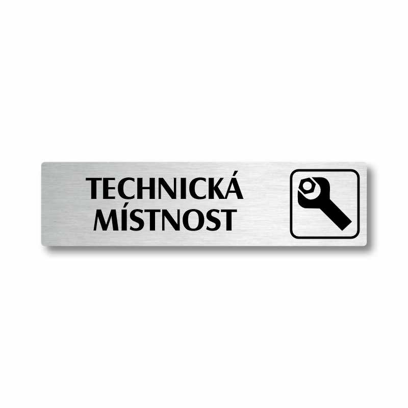Technická místnost, stříbrná cedulka, 180x45mm