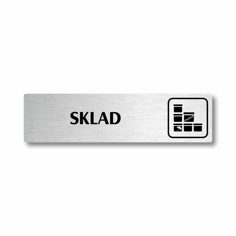 Sklad, stříbrná cedulka, 180x45mm