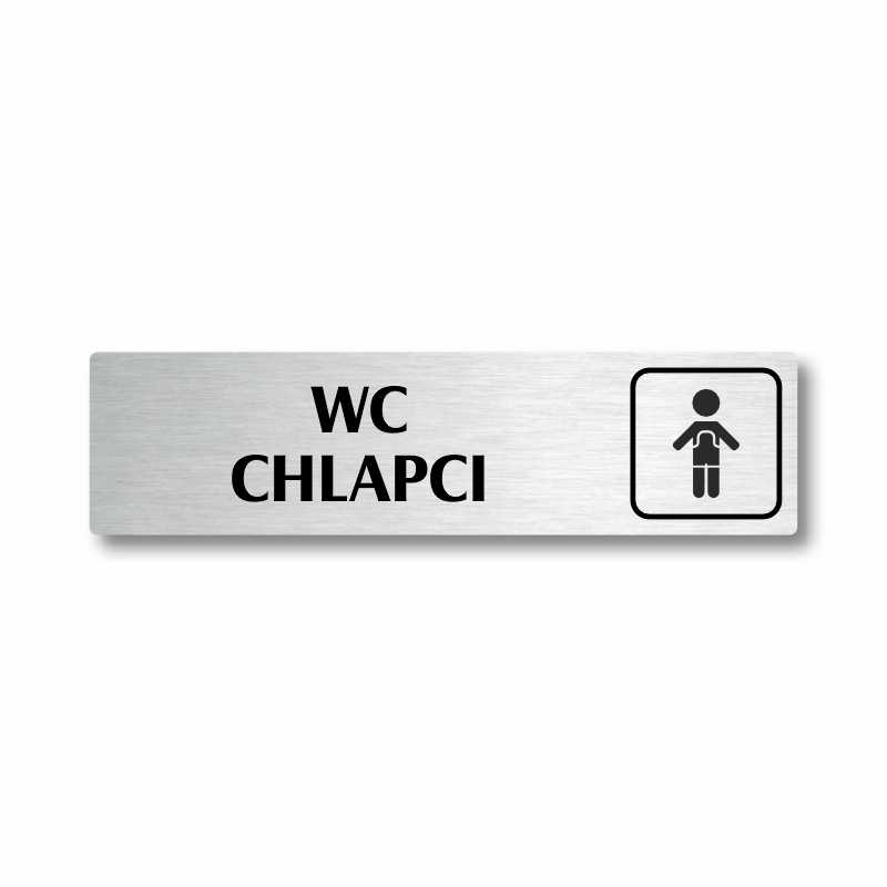 WC chlapci, stříbrná cedulka, 180x45mm