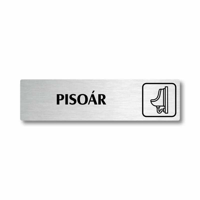 Pisoár, stříbrná cedulka, 180x45mm
