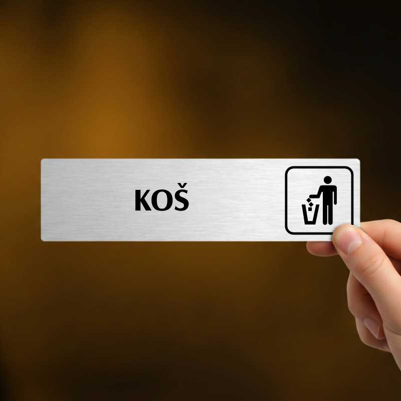 Koš, stříbrná cedulka, 180x45mm