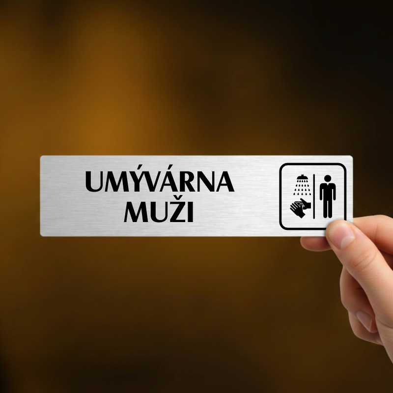 Umývárna ženy, stříbrná cedulka, 180x45mm