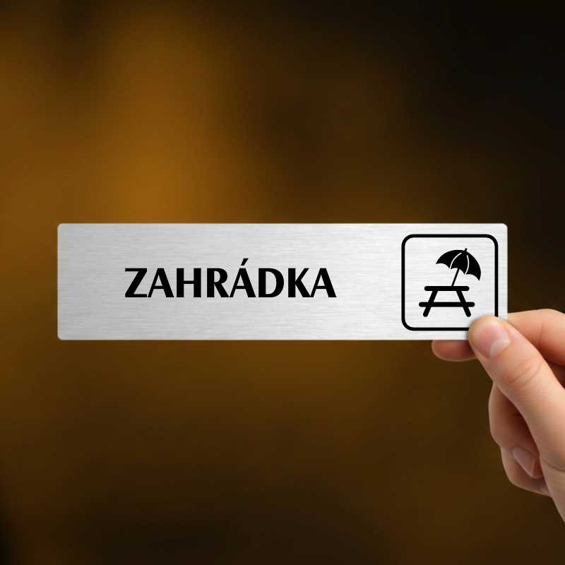 Zahrádka, stříbrná cedulka, 180x45mm