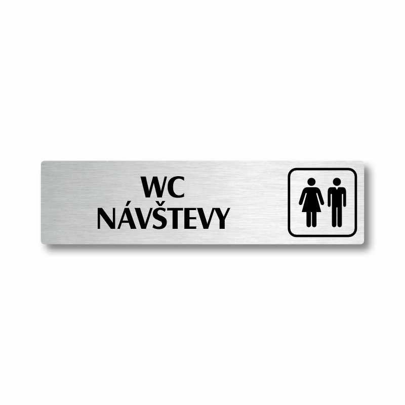 WC návštěvy, stříbrná cedulka, 180x45mm