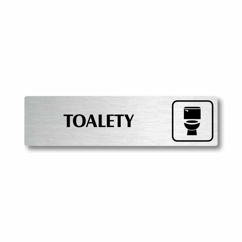 Toalety, stříbrná cedulka, 180x45mm