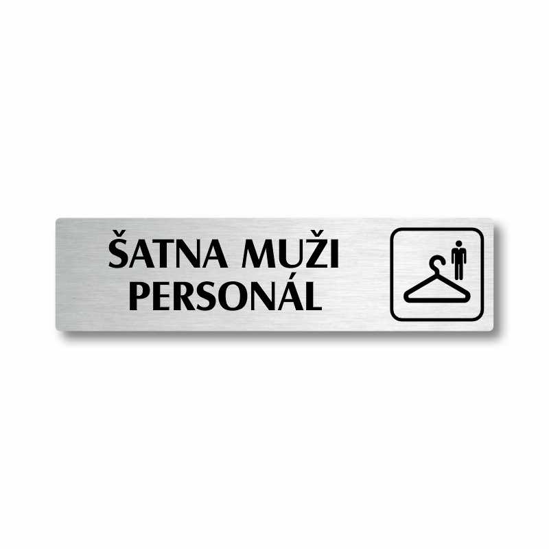 Šatna muži personál, stříbrná cedulka, 180x45mm
