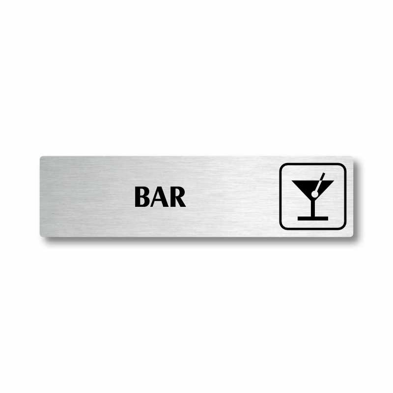 Bar, stříbrná cedulka, 180x45mm