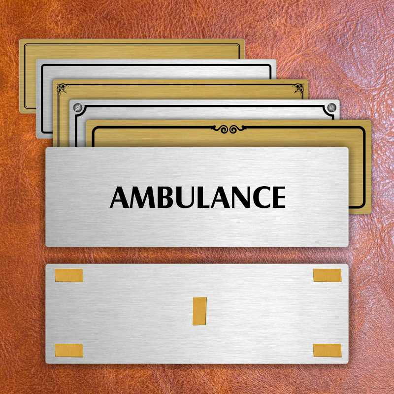 Ambulance, 240x79mm, stříbrná popiska s ozdobou uprostřed