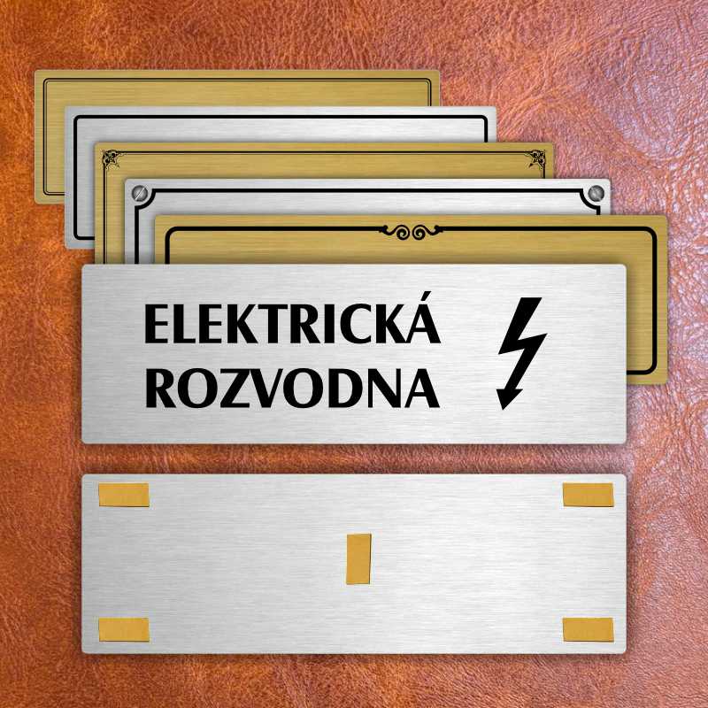 Elektrická rozvodna, 240x79mm, zlatá popiska s rámečkem