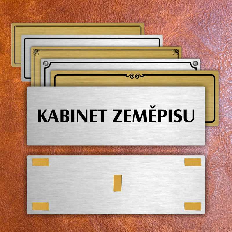 Kabinet zeměpisu, 200x66mm, stříbrná popiska 